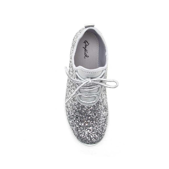 Silver Glitter Low Top Sneakers for Ladies - Picture 3 of 6